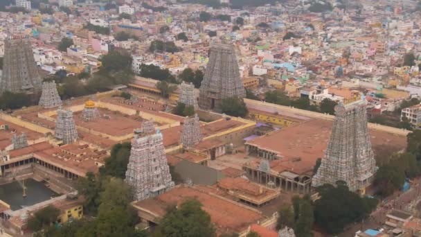 印度南部Srirangam Trichi的Gopuram圣殿 4K空中景观 — 图库视频影像