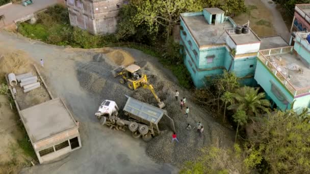 Ekachakra Hindistan Ocak 2019 Buldozer Boşaltım Pisti Hava Görüntüsü — Stok video