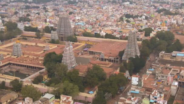 印度南部Srirangam Trichi的Gopuram圣殿 4K空中景观 — 图库视频影像