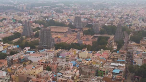 印度南部Srirangam Trichi的Gopuram圣殿 4K空中景观 — 图库视频影像