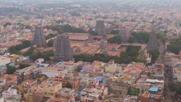 Temple Sacré Inde Sud Gopuram Srirangam Trichi Inde Vue Aérienne — Video