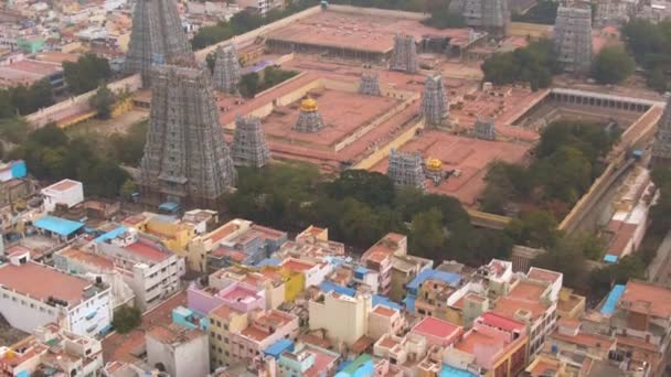 Південно Індійський Храм Гопурам Srirangam Trichi India Air View — стокове відео