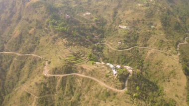 Himalaya agriculture terraces, 4k drone aerial footage