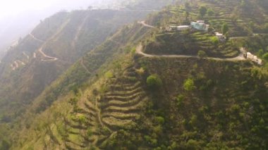 Himalaya agriculture terraces, 4k drone aerial footage