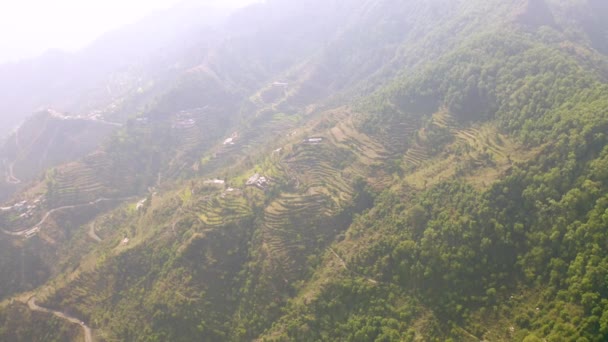 Terraços Agrícolas Himalaia Imagens Aéreas Drones — Vídeo de Stock