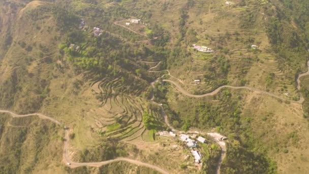 Terraços Agrícolas Himalaia Imagens Aéreas Drones — Vídeo de Stock