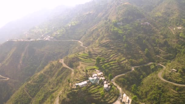 Terraços Agrícolas Himalaia Imagens Aéreas Drones — Vídeo de Stock