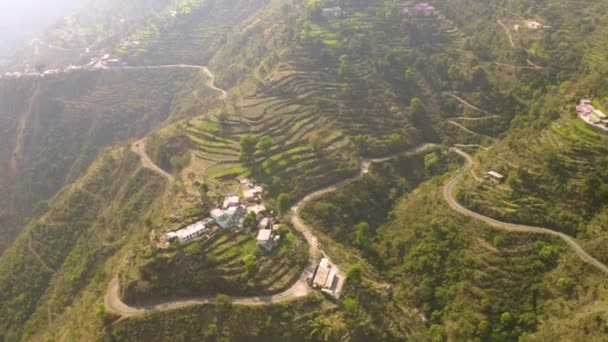 Terraços Agrícolas Himalaia Imagens Aéreas Drones — Vídeo de Stock