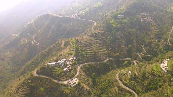 Terraços Agrícolas Himalaia Imagens Aéreas Drones — Vídeo de Stock