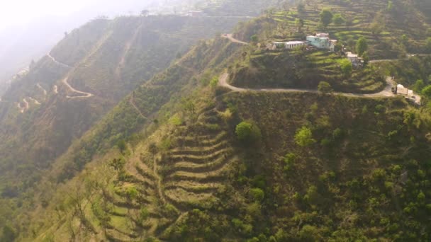 Terraços Agrícolas Himalaia Imagens Aéreas Drones — Vídeo de Stock