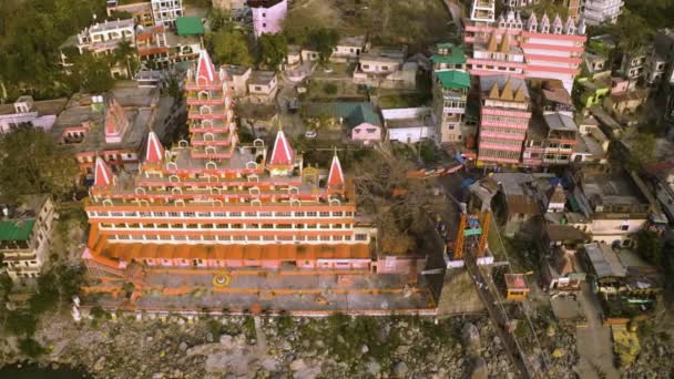 Widok Powietrza Indyjskiego Krajobrazu Miejskiego Tradycyjną Architekturą Dzień Podróże Azji — Wideo stockowe