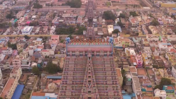 Південно Індійський Храм Гопурам Шрірангам Трічі Індія Повітряний Вид — стокове відео