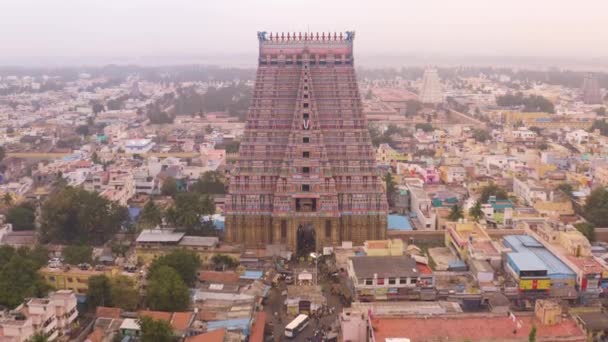 South India Holy Temple Gopuram Srirangam Trichi India Aerial View — Stock Video