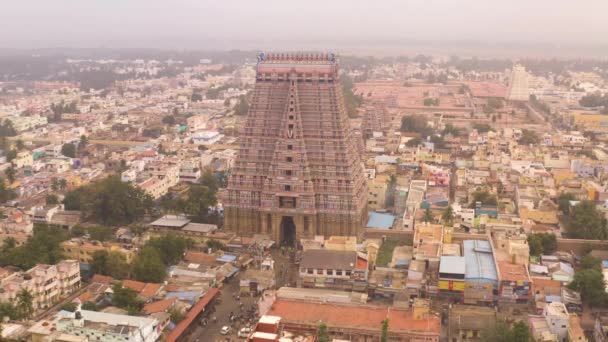 South India Holy Temple Gopuram Srirangam Trichi India Aerial View — ストック動画