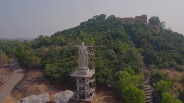 Estatua Piedra Imágenes Aéreas Aldea India — Vídeo de stock