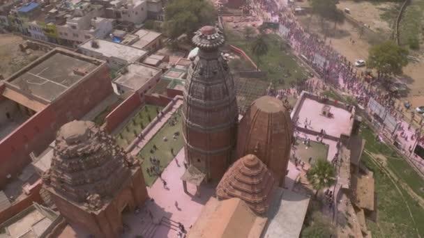 Aerial View Vrindavan City 5000 Temples India — Stock Video