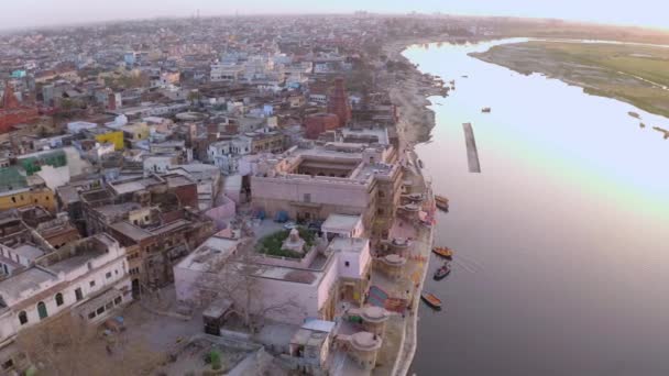 Vista Aerea Vrindavan Città 5000 Templi India — Video Stock