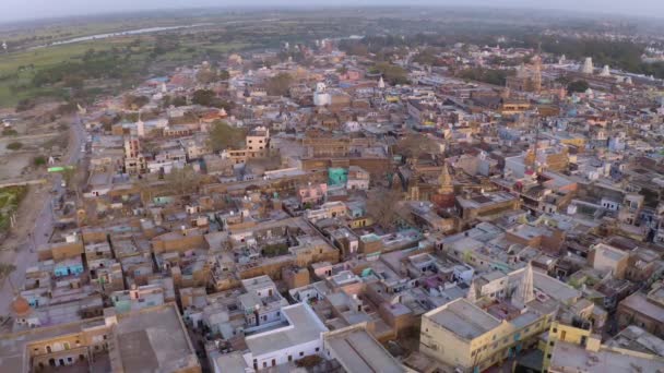 Antenn Utsikt Över Vrindavan Stad 5000 Tempel Indien — Stockvideo