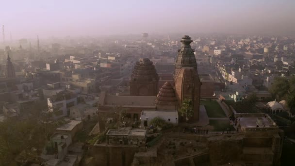 Vista Aerea Vrindavan Città 5000 Templi India — Video Stock