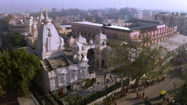 Hare Krishna Temple Vrindavan Inde Drone Aérien — Video
