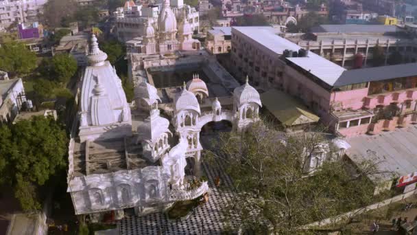 Kuil Hare Krishna Vrindavan India Drone Udara — Stok Video