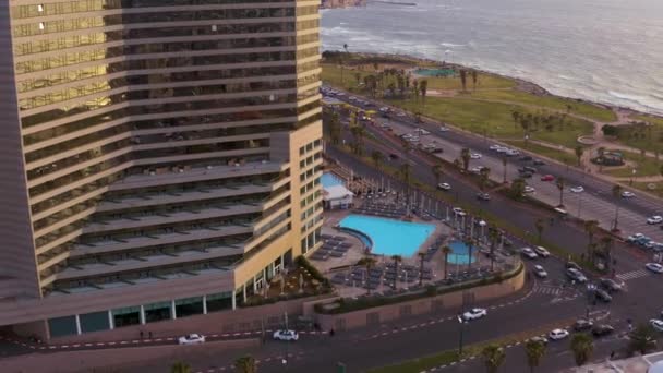 Tel Aviv Beach Aerial Drone Flat Ungraded — Video