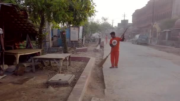 India Vrindavan Febrero 2019 Gente Vida Cotidiana Las Calles — Vídeo de stock