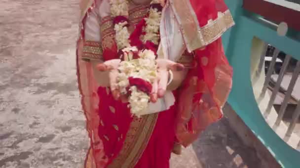Ariel Juli 2017 Indiase Huwelijksceremonie Vindt Plaats Hare Krishna Tempel — Stockvideo
