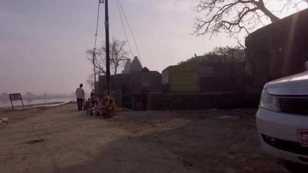 India Vrindavan Febrero 2019 Gente Vida Cotidiana Las Calles — Vídeos de Stock