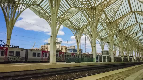Lisbon Portugal August 2018 Time Lapse Train Station Lisbon — Wideo stockowe