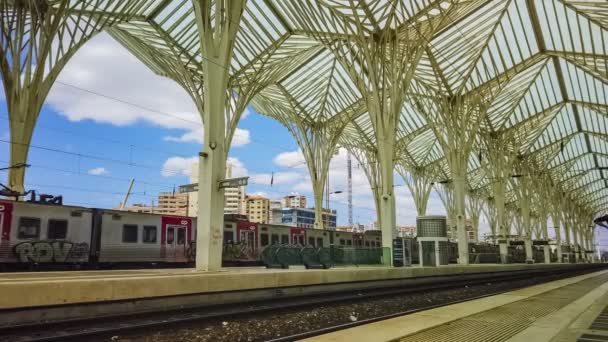 Lisbon Portugal August 2018 Time Lapse Train Station Lisbon — Wideo stockowe