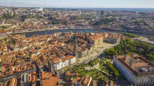 Город Португалии Европа Аэродинамический Вид Дрона — стоковое видео