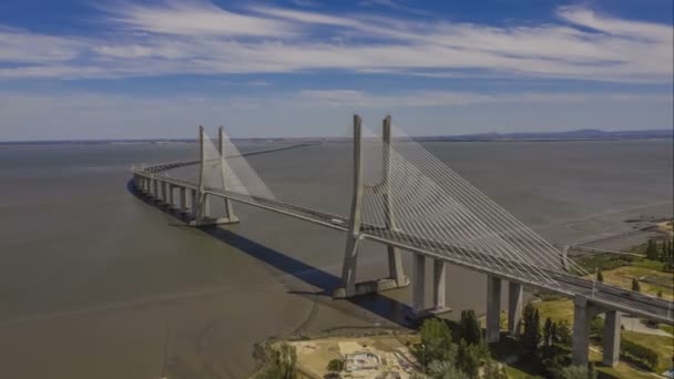 Ponte Vasco Gama Lisboa Portugal Drone Aéreo — Vídeo de Stock