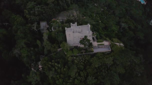 Sintra Pena Palace Portugal Aerial Drone Sunset — Stock Video