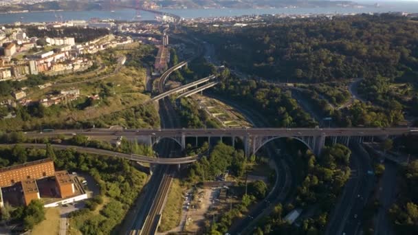 Stadtbild Portugal Europa Drohnenaufnahme — Stockvideo