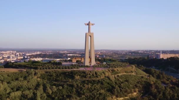 Lisbon Portugal May 2018 Aerial Drone View Sanctuary Christ King — Vídeos de Stock