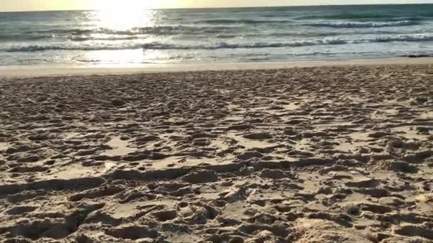 Gebrauchte Filtermaske Einem Malerischen Strand Sand Entsorgt — Stockvideo