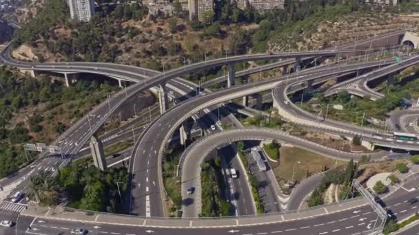 Ogromny Węzeł Drogowy Autostrady Pobliżu Podziemnych Jaskiń Transportowych Haifa Widok — Wideo stockowe