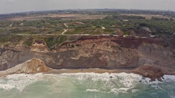 Havárie Vln Turistů Národním Parku Apollonia Izrael Letecký Letoun Pohled — Stock video