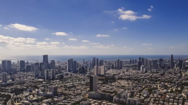 Drone Aéreo Vista Para Tel Aviv Skyline Negócios Israel — Vídeo de Stock