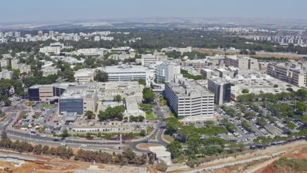 Drone Aéreo Vista Para Tel Aviv Skyline Negócios Israel — Vídeo de Stock