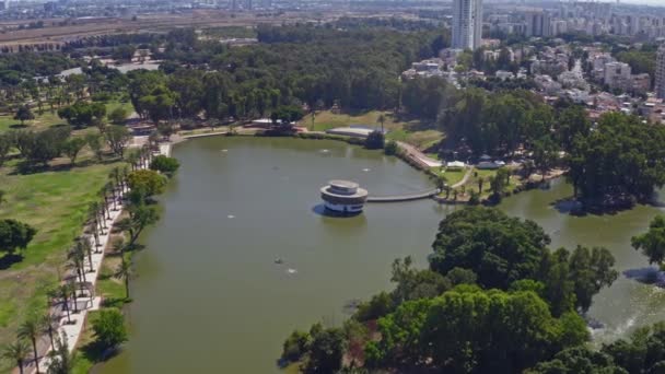 Srail Deki Leumi Parkının Üzerinde Tel Aviv Ufuk Çizgisini Uzaktan — Stok video