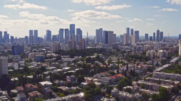 Drone Aéreo Vista Para Tel Aviv Skyline Negócios Israel — Vídeo de Stock