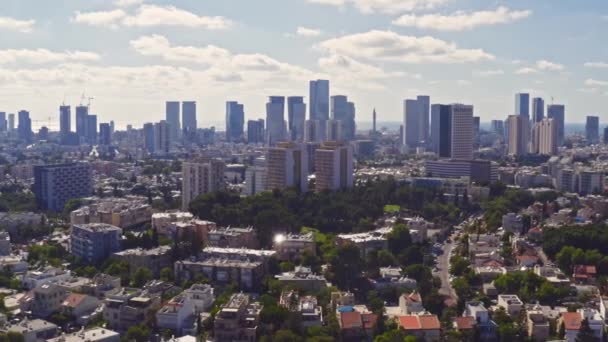 Luchtfoto Drone Uitzicht Tel Aviv Business Skyline Israël — Stockvideo
