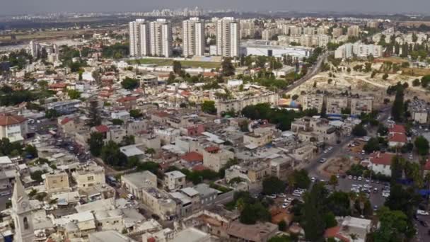 Ramleh市中心 Israel Aerial Drone View — 图库视频影像