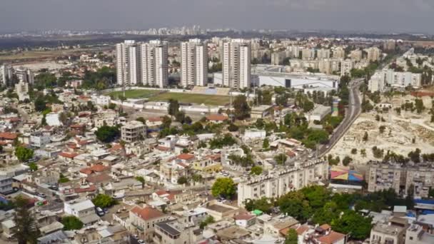 Centro Ciudad Ramleh Israel Vista Aérea Del Dron — Vídeos de Stock