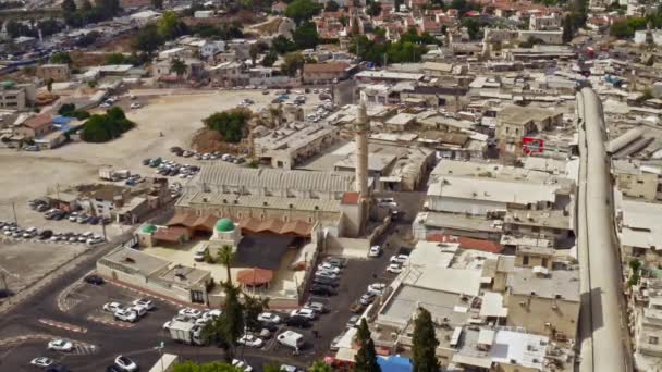 Gran Mezquita Centro Ciudad Ramleh Israel Vista Aérea Del Dron — Vídeo de stock