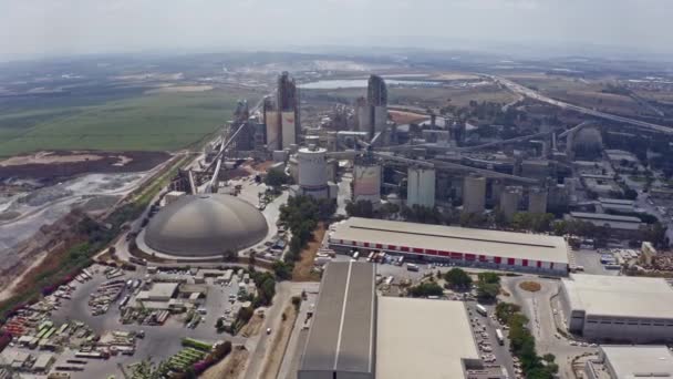 Flygfoto Över Stor Tung Industrifabrik Nesher Israel Drönare — Stockvideo