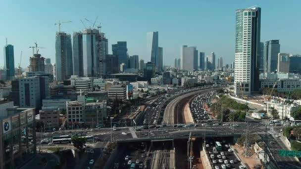 Tel Aviv Israel Septiembre 2019 Centro Ciudad Horizonte Aviones Tripulados — Vídeos de Stock