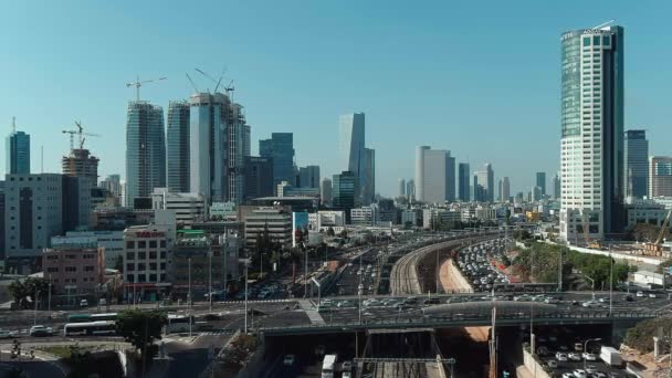 Tel Aviv Srail Eylül 2019 Şehir Merkezi Hava Aracı Silueti — Stok video